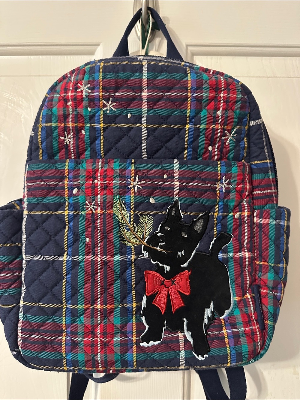 Vera Bradley plaid holiday backpack w Scotty dog